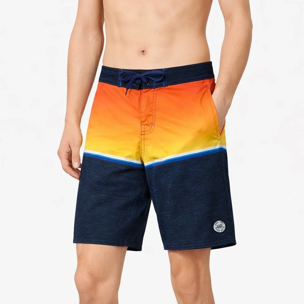 Ron Jon Boys Youth Size 25 Orange Sunset Colorblock Surf Board Shorts Swim